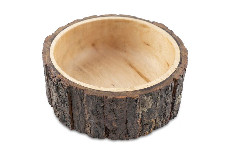 GoCraft Wood Potpourri Bowl with Tree Bark, Small, 6" Diameter x 3" Height, Wooden Decorative Bowl - Image 1